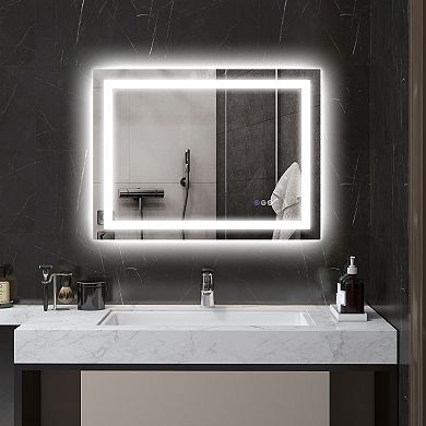 Homcom 32" X 24" Led Bathroom Mirror Infinite Color Temp Back & Front Lit