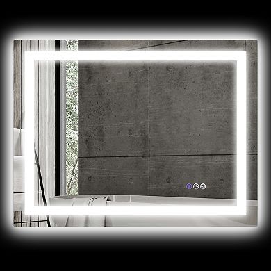 Homcom 32" X 24" Led Bathroom Mirror Infinite Color Temp Back & Front Lit