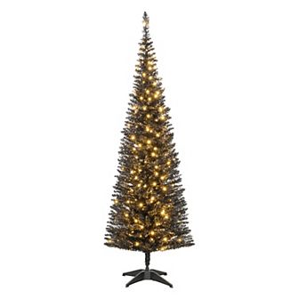 HOMCOM 6' Prelit Artificial Christmas Tree w/ Warm White LED Lights