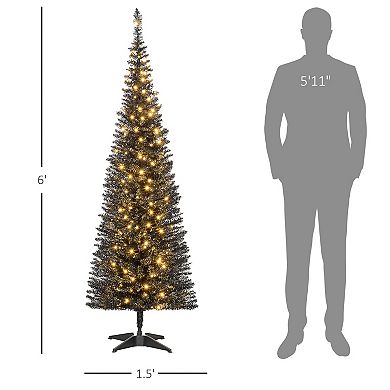 HOMCOM 6' Prelit Artificial Christmas Tree w/ Warm White LED Lights