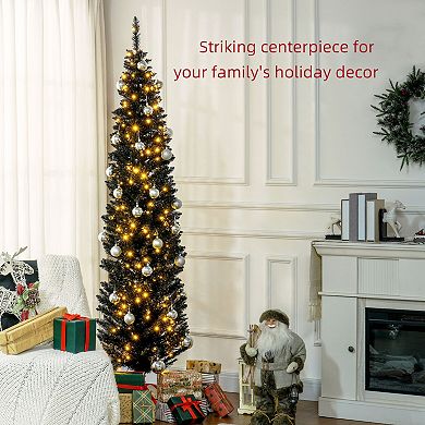 HOMCOM 7' Prelit Artificial Christmas Tree w/ Warm White LED Lights