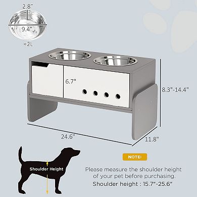 PawHut 3 Height Adjustable Elevated Dog Bowls, Raised Dog Bowls with Slow Feeder Mat