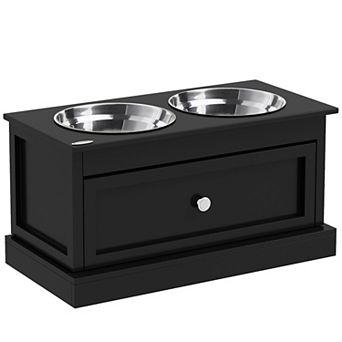 Pawhut Large Elevated Dog Bowls With Storage, Raised Dog Bowl Stand