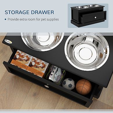 Pawhut Large Elevated Dog Bowls With Storage, Raised Dog Bowl Stand