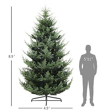 HOMCOM 9 ft Prelit Artificial Christmas Tree with Dual Color LED Lights