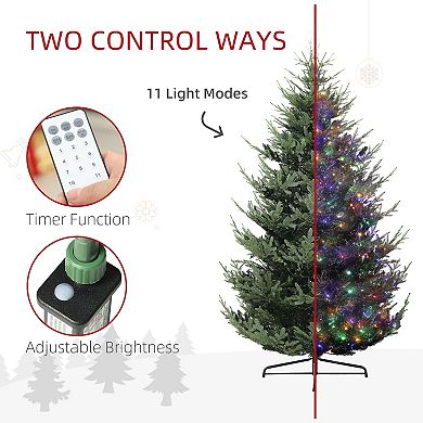 HOMCOM 9 ft Prelit Artificial Christmas Tree with Dual Color LED Lights
