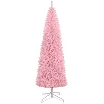 Homcom 8' Tall Unlit Slim Douglas Fir Artificial Christmas Tree