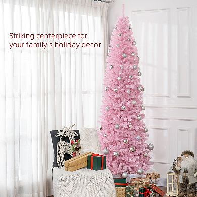 HOMCOM 8ft Tall Unlit Slim Douglas Fir Artificial Christmas Tree