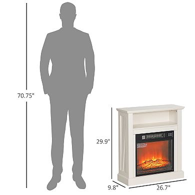 HOMCOM 27inch Electric Fireplace Heater with Mantel & Remote Control