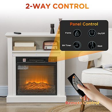 HOMCOM 27inch Electric Fireplace Heater with Mantel & Remote Control
