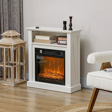 HOMCOM 27inch Electric Fireplace Heater with Mantel & Remote Control