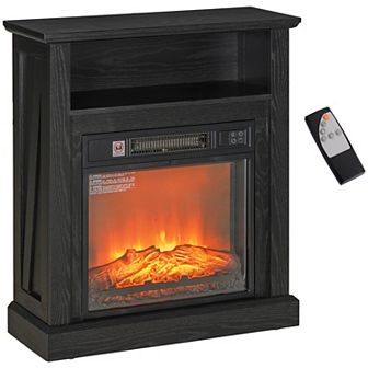 HOMCOM 27inch Electric Fireplace Heater with Mantel & Remote Control