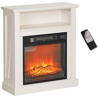 HOMCOM 27inch Electric Fireplace Heater with Mantel & Remote Control