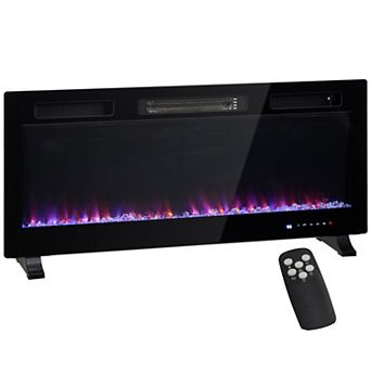 HOMCOM Ultra-thin Electric Fireplace Recessed Mounted Freestanding, 42"