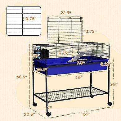 PawHut 39" Small Animal Cage Guinea Pig, Hedgehog, Ferret Pet Habitat