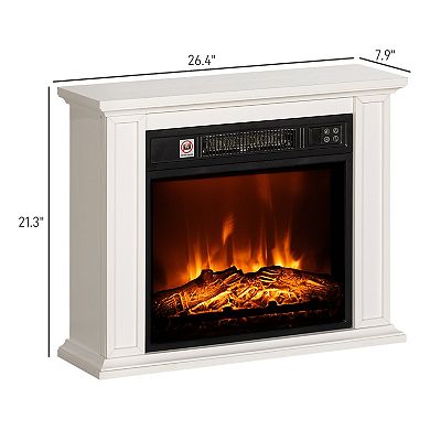 HOMCOM 26" Freestanding Electric Fireplace Heater with Mantel