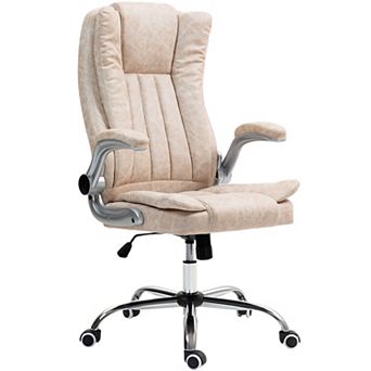 HOMCOM High Back Office Chair with Flip-up Arms and Tilt Function, White