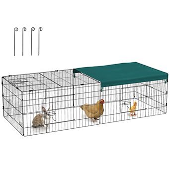 PawHut 73" Small Animal Playpen with Roof for Rabbits, Chicken, Chinchillas