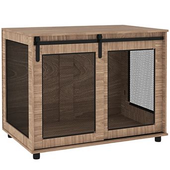 PawHut 39inch Dog Crate Furniture with Sliding Barn Door, for Large Dogs