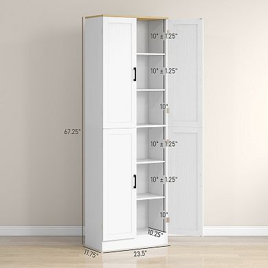 HOMCOM 67" Kitchen Pantry Storage Cabinet w/ Shelves