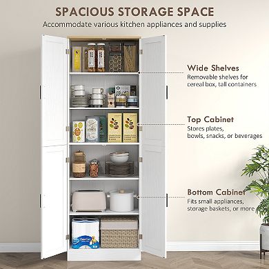 HOMCOM 67" Kitchen Pantry Storage Cabinet w/ Shelves