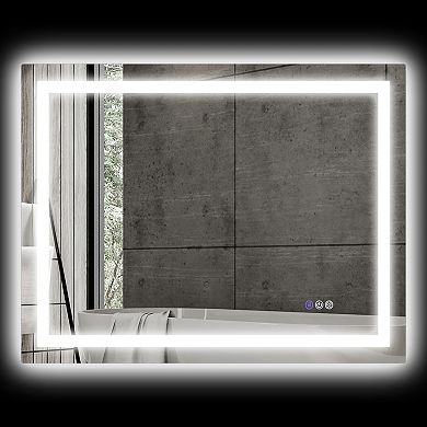Homcom 39" X 32" Led Bathroom Mirror Infinite Color Temp Back & Front Lit