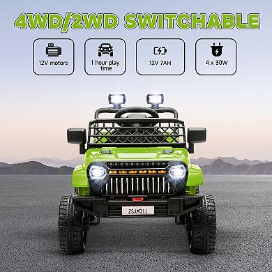 Qaba 12V Kids Electric Car w/ 2WD/4WD Switchable, Remote Control