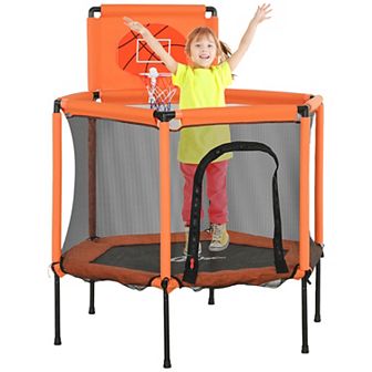Qaba 48" Trampoline for kids, Toddler Trampoline Indoor Outdoor with Safety Enclosure Net