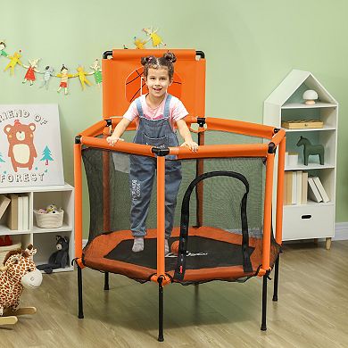 Qaba 48" Trampoline for kids, Toddler Trampoline Indoor Outdoor with Safety Enclosure Net