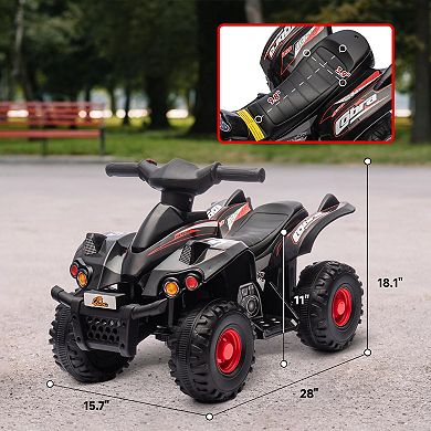Qaba 6V Kids ATV 4 Wheeler Quad Car w/ Music for 2-6 Years
