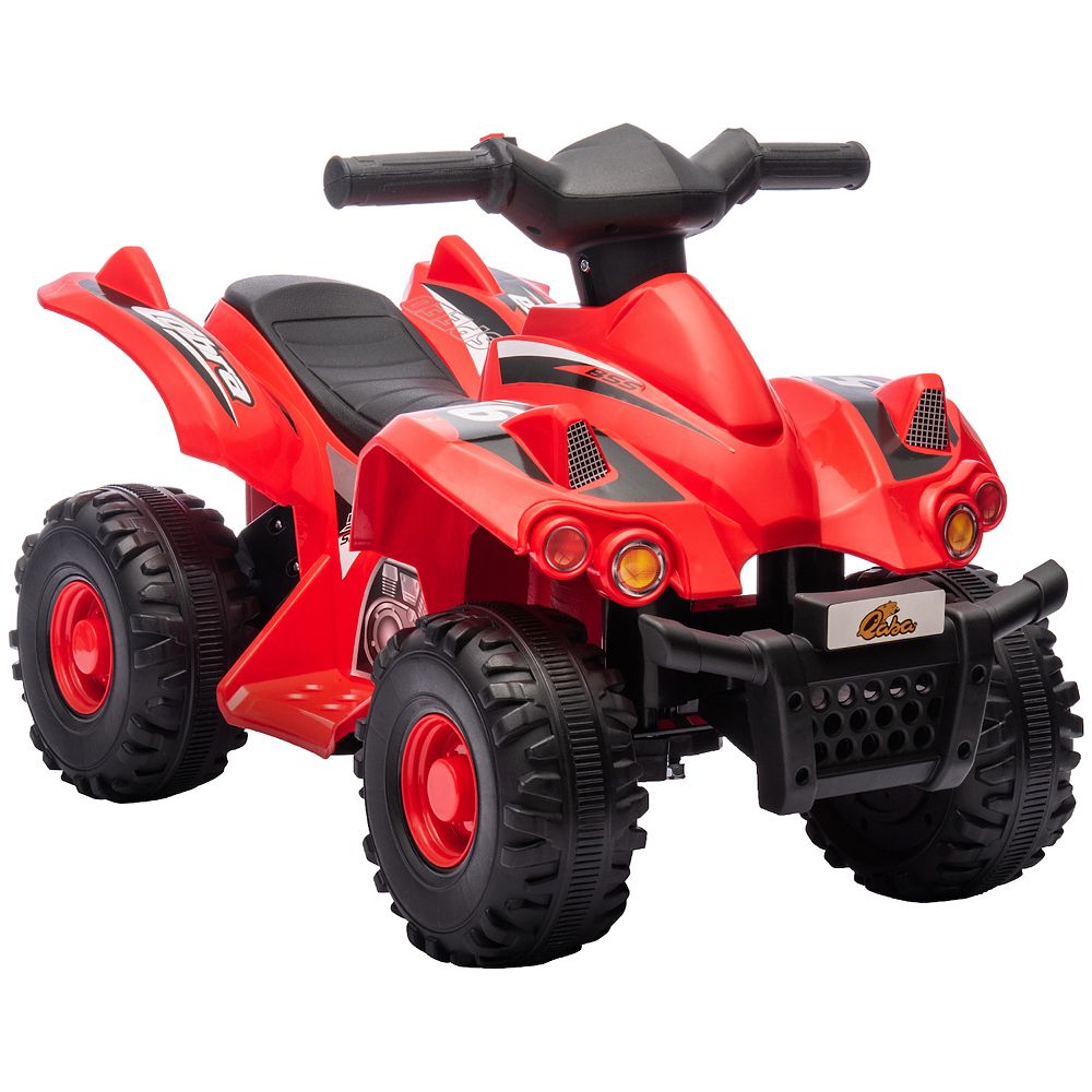 Qaba 6V Kids ATV, 4 Wheeler Electric Ride on Car with Music and LED Headlights, for Ages 37-72 Months Boys and Girls, Black