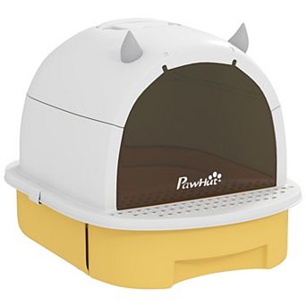 PawHut Cat Litter Box, Covered Kitty Litter Box with Lid, Scoop