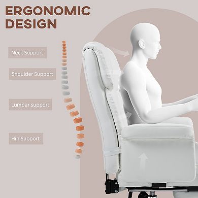 HOMCOM Executive Office Chair with Footrest and Lumbar Support,