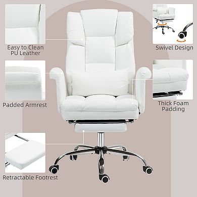 HOMCOM Executive Office Chair with Footrest and Lumbar Support,