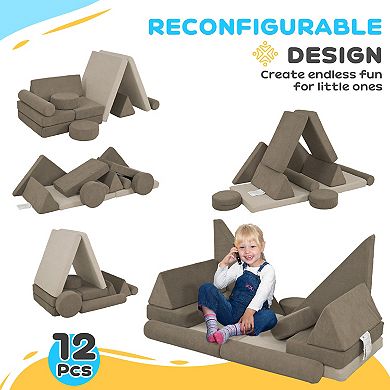 Qaba Kids Foam Climbing Blocks, 12 Pieces Climbing Toys for Toddlers