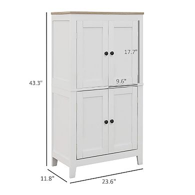 HOMCOM Bathroom Floor Cabinet with Adjustable Shelves and Doors