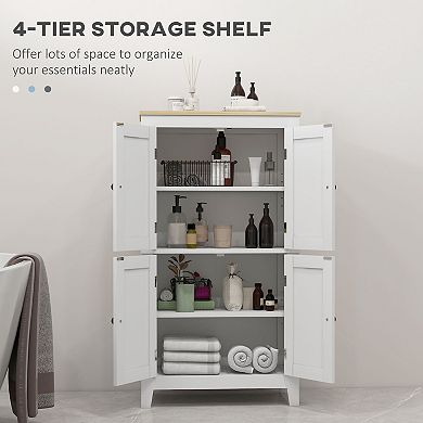 HOMCOM Bathroom Floor Cabinet with Adjustable Shelves and Doors