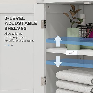 HOMCOM Bathroom Floor Cabinet with Adjustable Shelves and Doors