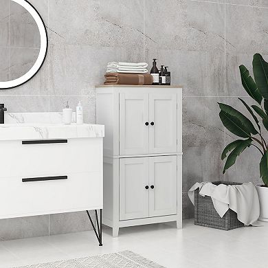 HOMCOM Bathroom Floor Cabinet with Adjustable Shelves and Doors