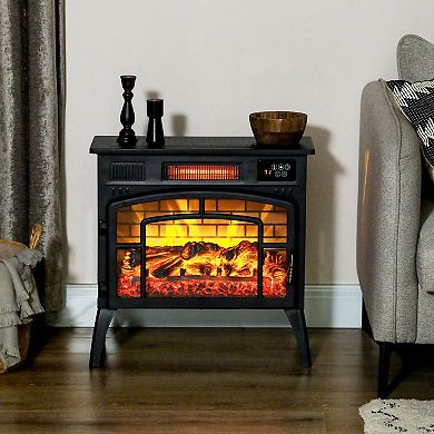 HOMCOM Infrared Electric Fireplace Heater for Indoor, 1500W