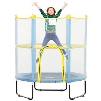 Qaba 4.6FT Trampoline for Kids, Indoor Outdoor Toddler Trampoline with Safety Enclosure Net