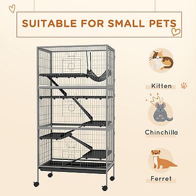 PawHut 6-Tier Small Animal Cage, Ferret Cage, Large Chinchilla Cage