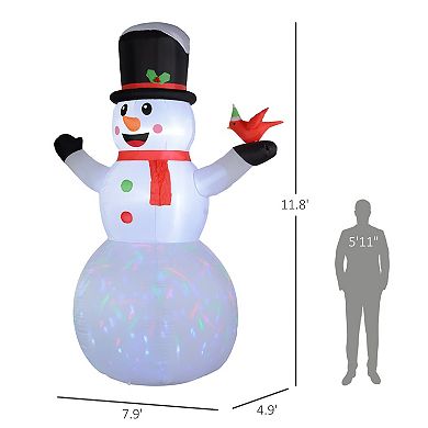 Outsunny 12ft Christmas Inflatable Snowman with Rotating Colorful LED Light