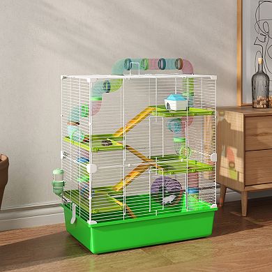 PawHut 23" 5-Tier Hamster Cage with Wheel and Water Bottle