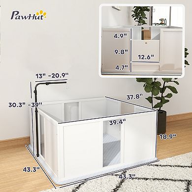 PawHut Whelping Box for Dogs with Retractable Light Stand, 39" x 38" x 19"