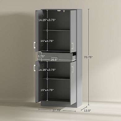 HOMCOM 71" Kitchen Pantry Cabinet with Drawer and Adjustable Shelf