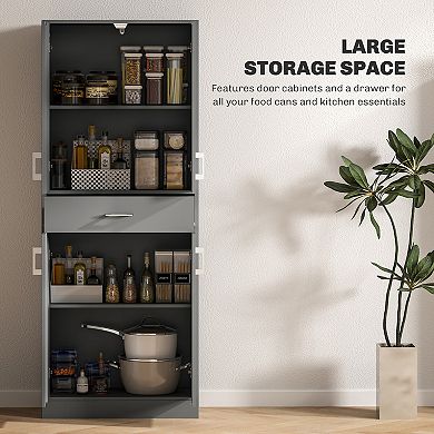 HOMCOM 71" Kitchen Pantry Cabinet with Drawer and Adjustable Shelf