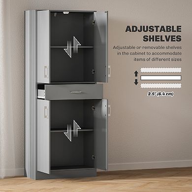 HOMCOM 71" Kitchen Pantry Cabinet with Drawer and Adjustable Shelf