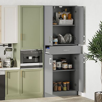 HOMCOM 71" Kitchen Pantry Cabinet with Drawer and Adjustable Shelf