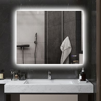 Homcom 39" X 32" Dimmable Led Bathroom Mirror W/ Infinite Color Temp